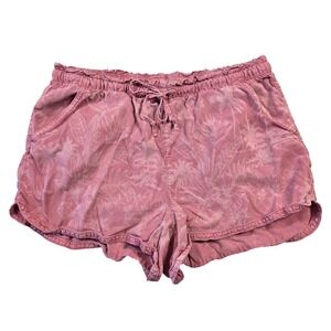 American Eagle Pink Tropical Floral Boho Beach Lyocell Shorts XL Women High Rise